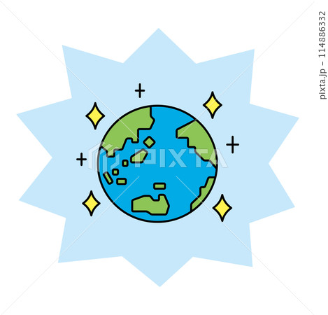 キラキラと輝く地球のイラスト 114886332