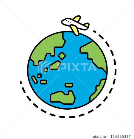 飛行機と地球のイラスト 飛行機と地球のイラスト 114886337