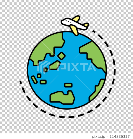 飛行機と地球のイラスト 飛行機と地球のイラスト 114886337
