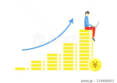 パソコンを使った副業・資産運用でお金を増やすイメージ 114886851