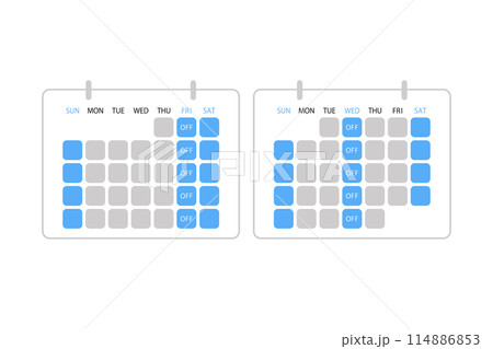 週休三日制を表すカレンダーのイラスト 114886853