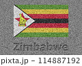 石板の上に描かれたジンバブエの国旗と、掘ったような「Zimbabwe」の文字 114887192