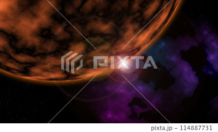 宇宙に浮かぶ雲と惑星 宇宙に浮かぶ雲と惑星 114887731