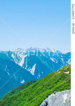 夏の燕岳登山（北燕岳山頂から立山・剱岳を望む） 114887791