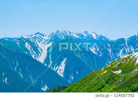 夏の燕岳登山（北燕岳山頂から立山・剱岳を望む） 114887792