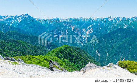 夏の燕岳登山（北燕岳～燕岳：槍ヶ岳・笠ヶ岳・双六岳方面の眺め） 114887827