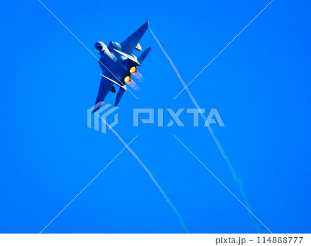 築城基地航空祭で機動飛行をする航空自衛隊F-15戦闘機 114888777