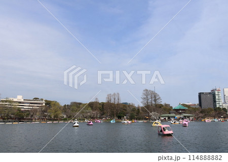 池に浮かぶ雲とボート 池に浮かぶ雲とボート 114888882