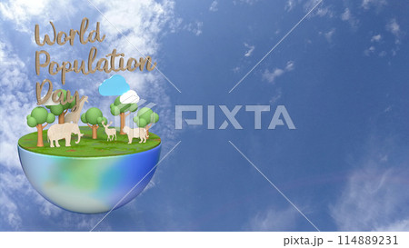 The World Population Day and earth for Holiday concept 3d The World Population Day and earth for Holiday concept 3d 114889231