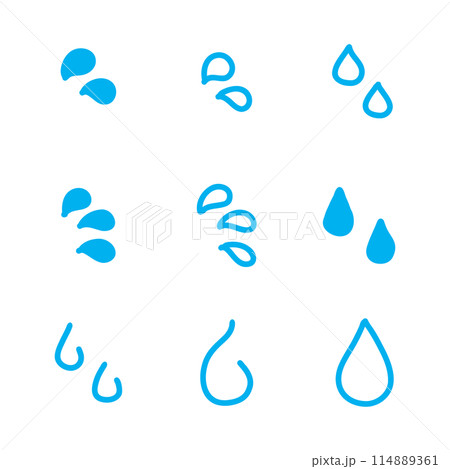 手描きの汗や涙の感情のあしらいイラスト 漫符アイコンセット 114889361