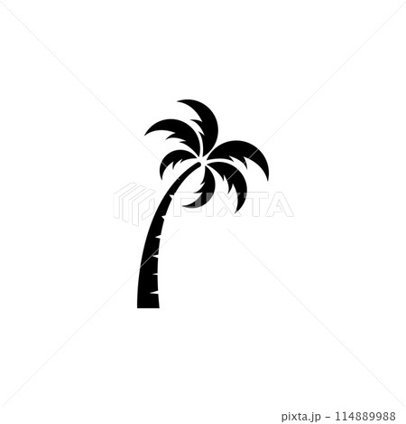 Palm tree logo, palm with waves and sun. Using Illustrator template design editing. Palm tree logo, palm with waves and sun. Using Illustrator template design editing. 114889988