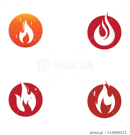 Fire or flame logo, fireball logo, and embers. Using a vector illustration template design concept. 114890331
