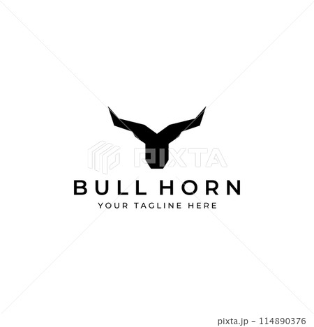 Bull's head horn logo. Using a vector illustration template design concept. 114890376