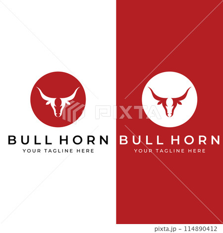 Bull's head horn logo. Using a vector illustration template design concept. Bull's head horn logo. Using a vector illustration template design concept. 114890412