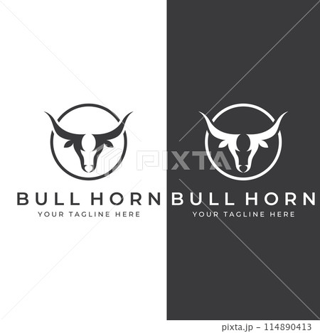 Bull's head horn logo. Using a vector illustration template design concept. Bull's head horn logo. Using a vector illustration template design concept. 114890413