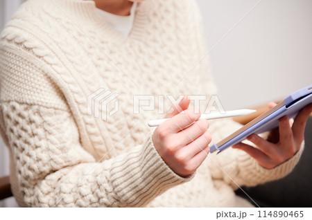 タブレットを操作する女性 タブレットを操作する女性 114890465