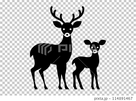 可愛的鹿家族剪影 可愛的鹿家族剪影 114891467