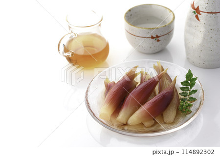 さっぱりして美味しい！みょうがの甘酢漬け（白背景 白バック） 114892302