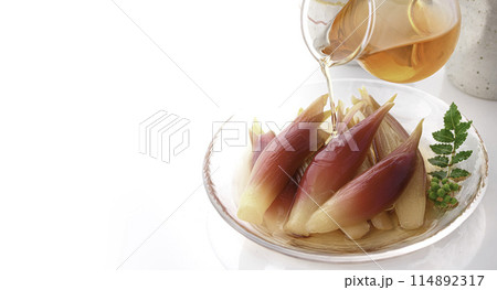 さっぱりして美味しい!みょうがの甘酢漬け(白背景 白バック) さっぱりして美味しい!みょうがの甘酢漬け(白背景 白バック) 114892317