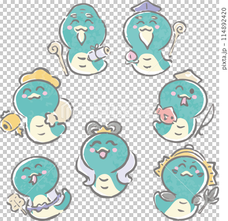 新年賀卡賀年片2025七福神蛇年蛇手繪水彩可愛新年插畫素材 新年賀卡賀年片2025七福神蛇年蛇手繪水彩可愛新年插畫素材 114892420