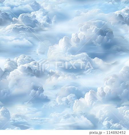 Tranquil Summer Day with Blue Skies and Fluffy Clouds 114892452