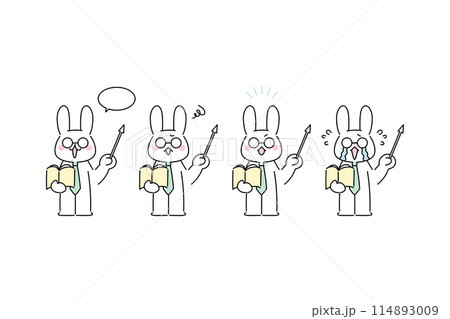 メガネをかけたうさぎの差分イラストセット 114893009