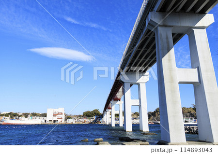 城ヶ島大橋と三崎漁港 114893043