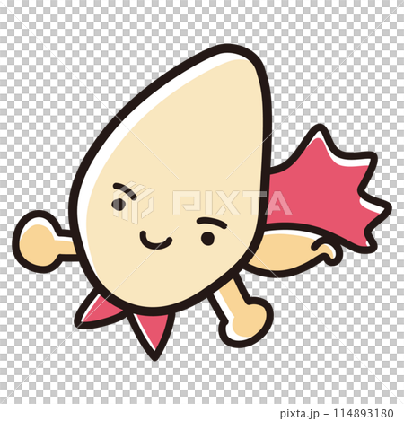 白ゴマのヒーローキャラクターのイラスト 114893180