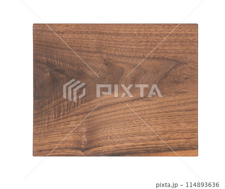 Black walnut board oil finished isolated on white background Black walnut board oil finished isolated on white background 114893636