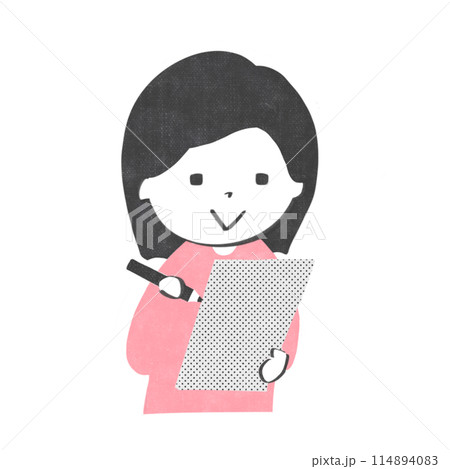 メモを取る女の人 114894083