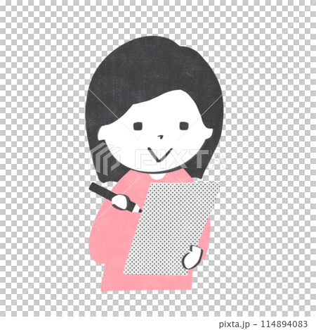 メモを取る女の人 114894083
