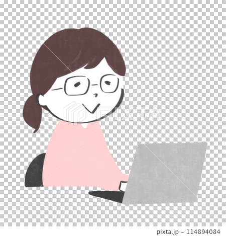 パソコンをする女性 114894084