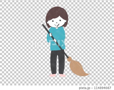 掃除をする女の人 114894087