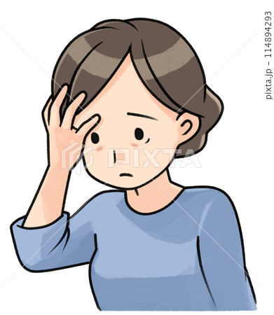 額に手を当てる女性 額に手を当てる女性 114894293