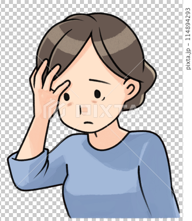 一個女人打她的額頭 一個女人打她的額頭 114894293