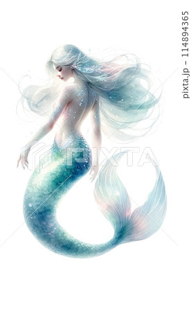 ブルーの人魚（マーメイド）のイラスト 114894365