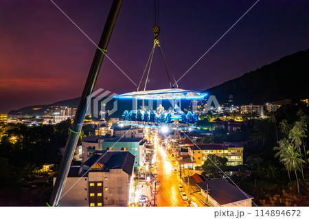 Aerial view of a dinner in the sky in Karon, Phuket, Thailand 114894672