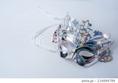 Beautiful venetian carnival mask isolated on white background 114894799
