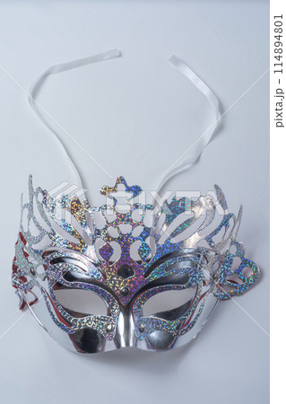 Venetian carnival mask on white background with copy space. Venetian carnival mask on white background with copy space. 114894801