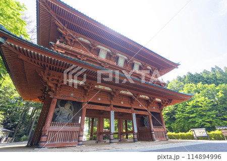 高野山　青紅葉と大門 114894996