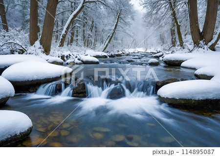 waterfall in the forest 114895087