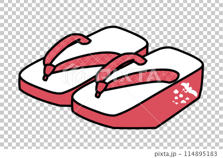 ぽっくり下駄(おこぼ)のシンプルなイラスト ぽっくり下駄(おこぼ)のシンプルなイラスト 114895183