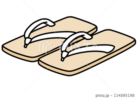 雪駄(白い花緒)のシンプルなイラスト 雪駄(白い花緒)のシンプルなイラスト 114895198