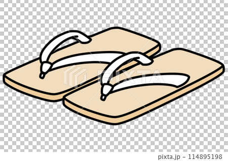 A simple illustration of geta sandals (with white straps) A simple illustration of geta sandals (with white straps) 114895198