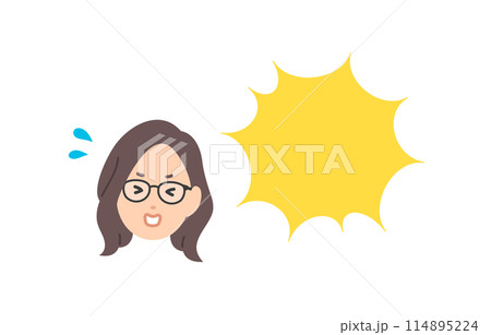焦る女性とふきだしのセット【人物ベクターイラスト素材】 114895224