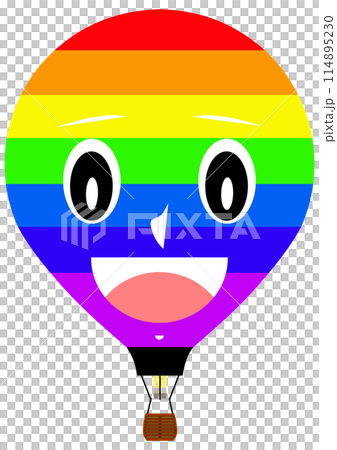 かわいい虹色の「熱気球」笑顔のイラスト素材 [114895230] - PIXTA