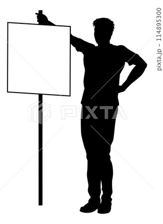 Protest Rally March Picket Sign Silhouette Person Protest Rally March Picket Sign Silhouette Person 114895300