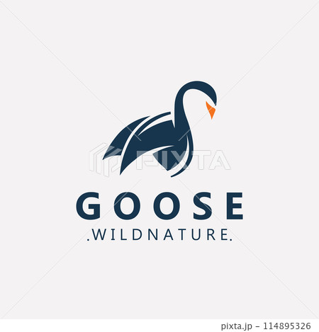 Animal Goose bird nature logo with modern style inspiration. premium design Animal Goose bird nature logo with modern style inspiration. premium design 114895326