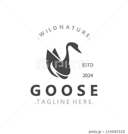 Animal Goose bird nature logo with modern style inspiration. premium design Animal Goose bird nature logo with modern style inspiration. premium design 114895328