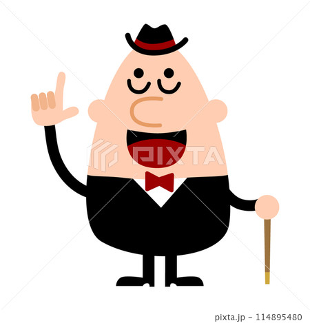 上を指差す男性 114895480